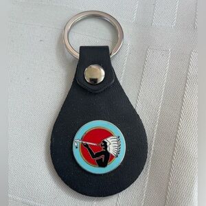 Black Leather Keychain with 4 color enamel Natural American Spirt medallion.